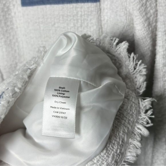 Talbots Tweed Blazer Jacket Sz 16 White Blue Trim Gold Button NWT - Picture 4 of 7